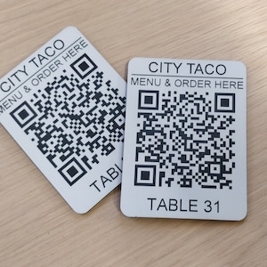 Custom Laser Engraved QR Code Table Tags (120 x 80 mm)