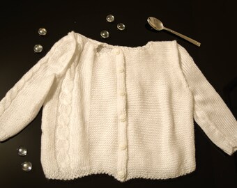 Hand gestrickter BabyPullover, Cardigan, Baby Mädchen Kleidung, Baby Junge Kleidung, Handarbeit, Größe 3-6 Monate, aus Premium Acrylgarn