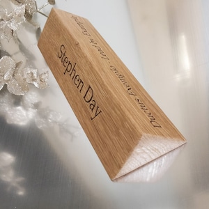 Personalised Solid Wood Desk Name Plate: Triple-sided Engraved Office Plaque