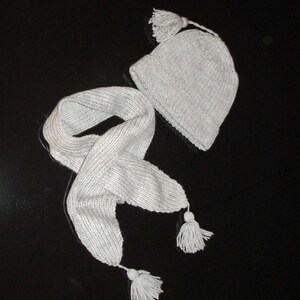 Girls Grey Premium Acrylic Yarn Toddler Size 6 Birth gift Gift Hand knitted Hat and Scarf Infant Children/'s fashion