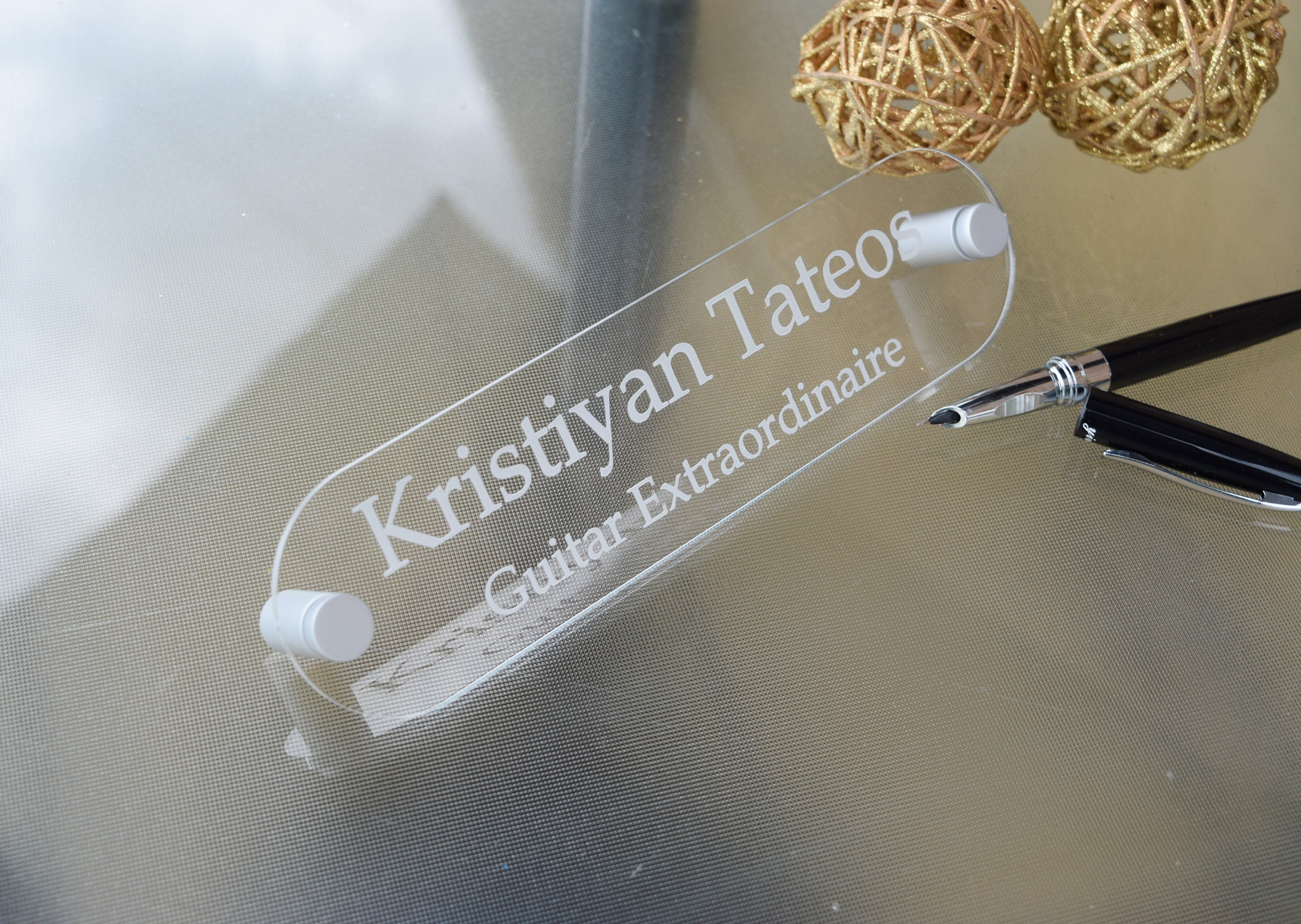 Desk Name Plate Translucent Acrylic Custom Engraved Sign | Etsy UK