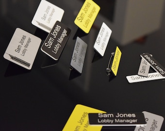 Personalized Plastic Name Badge,Laser Engraved Name Tag,Name Badges with Pin,ID & Staff Badges,Customized Office Badges, Employee Name Badge
