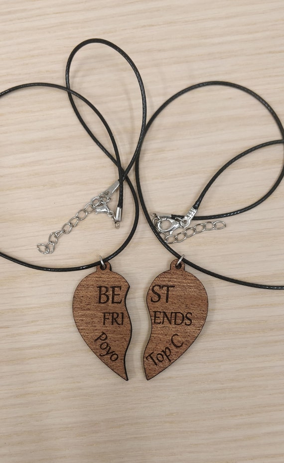 Best Friends Heart Necklace Laser Cut Best Friend Necklace