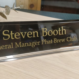 Personalised Desk Name Plate, Desk Plaque, Custom Sign with Vinyl Letters, Office Plaque