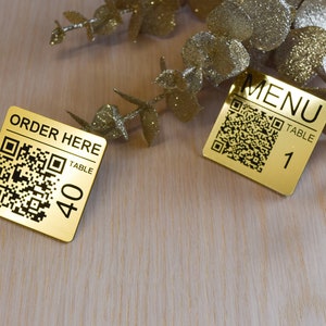 Código QR grabado con láser, Discos personalizados, Cuadrado de 50 mm, Mesa, Etiquetas, Taquilla, Restaurante, Discotecas imagen 2