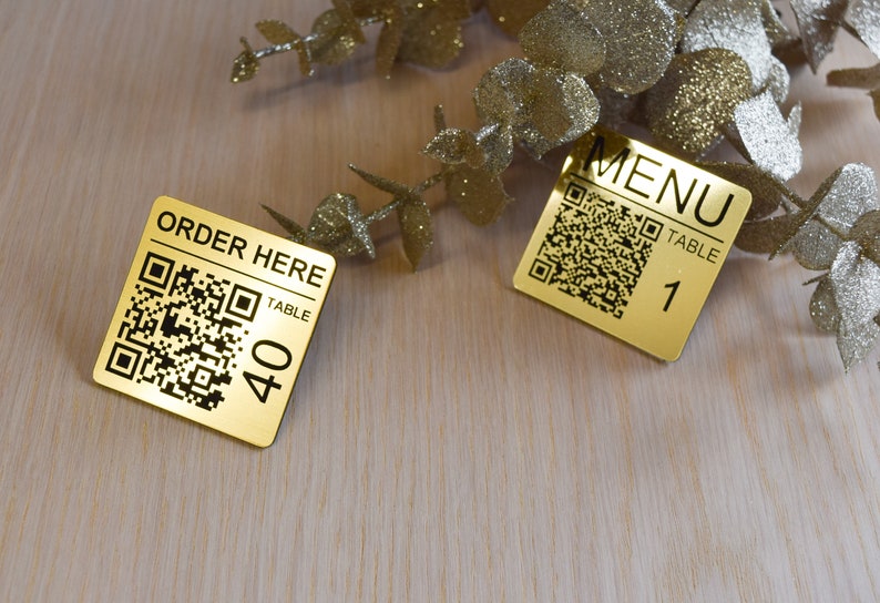 Código QR grabado con láser, Discos personalizados, Cuadrado de 50 mm, Mesa, Etiquetas, Taquilla, Restaurante, Discotecas imagen 2