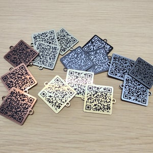 Laser Engraved QR Code, Custom Tags with Holes, 30 mm Square, Custom Discs, Table, Tags, Locker, Restaurant, Clubs