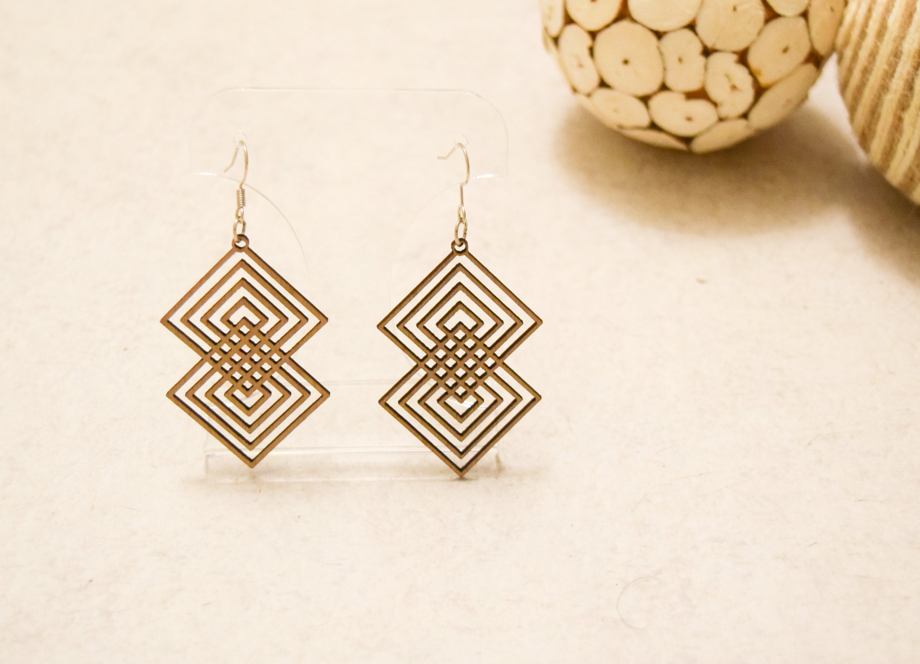Hook Earrings Wooden Earrings Laser cut earrings Boho Etsy