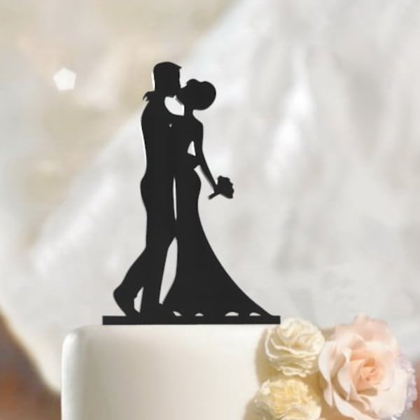 Wedding Cake Topper, Bride and Groom Silhouette, Fiance & Fiancee, Bride and Groom, Cake Topper, High quality Acrylic, custom made