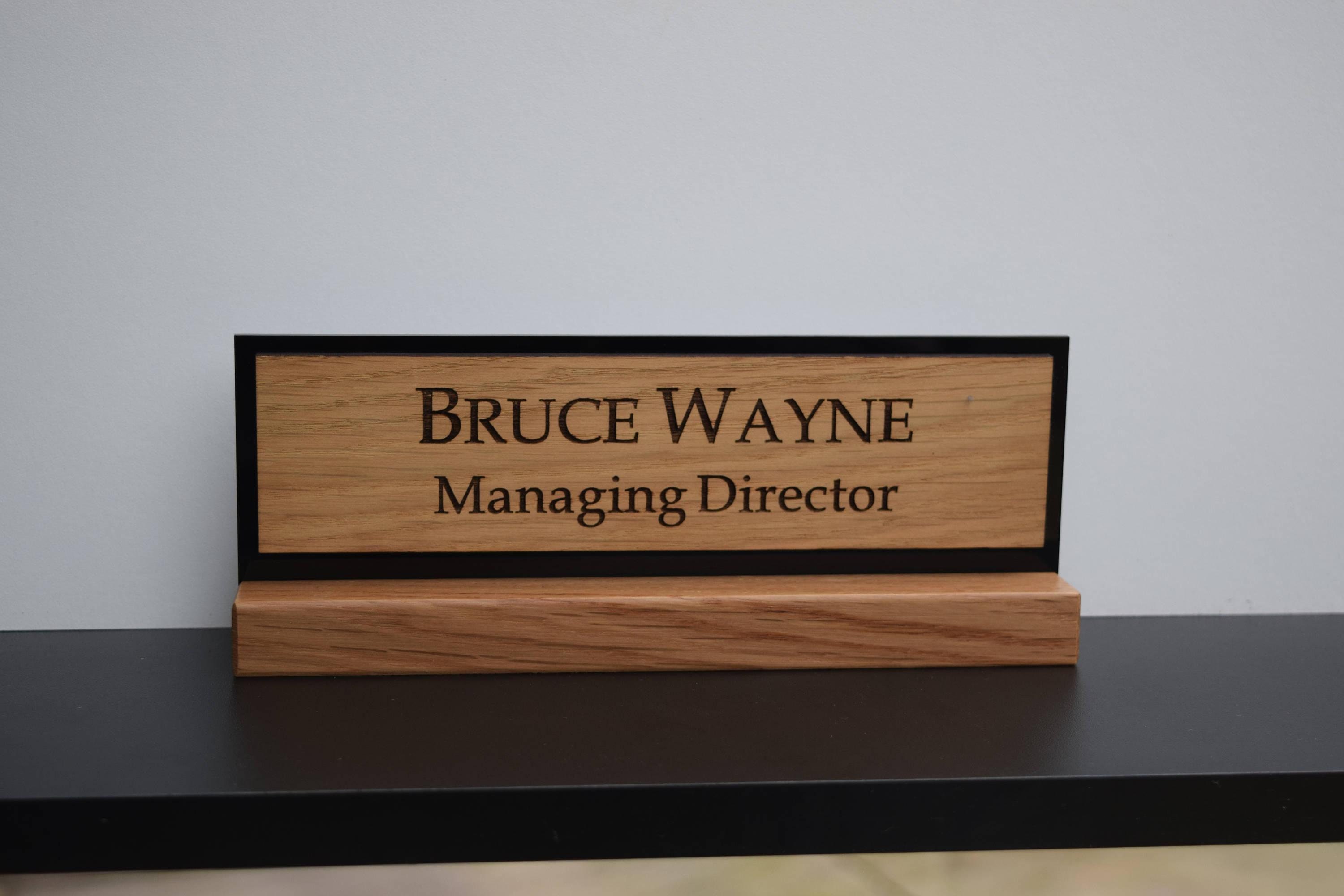 Executive Personalised Desk Solid Oak Base Name Plate Custom Etsy UK