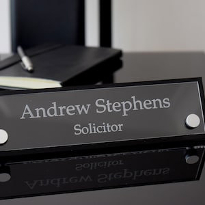 Custom Engraved Desk Name Plate with Stand - Personalised Office Plaque
