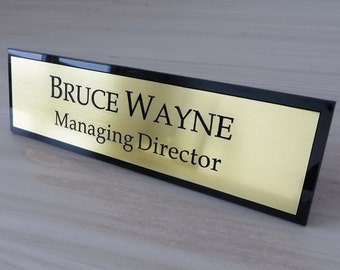 Desk Name Plate 30x8cm, Custom Engraved Sign, Personalised Desk Name Plate, Executive Desk Name Plate, Office Plaque with stand