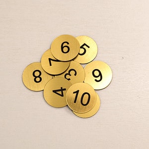 25 mm Diameter Round Numbered Discs, No holes Laser Engraved Number Discs, Ideal for clubs, Leisure centres, school, lockers fob