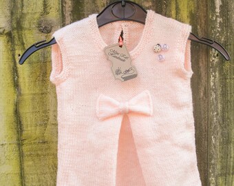 Hand Knitted Baby Dress: Modern Acrylic Yarn Girl's Dress (9-12 Months)