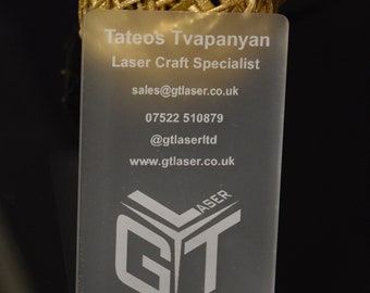 Custom Laser Engraved Frosted Acrylic Business Cards, Personalised business cards, One-sided laser engraved business cards