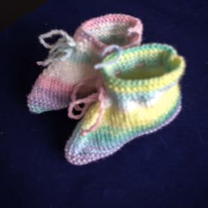 Hand Knitted Baby Booties: Multicolored Acrylic Yarn, 9-12 Months