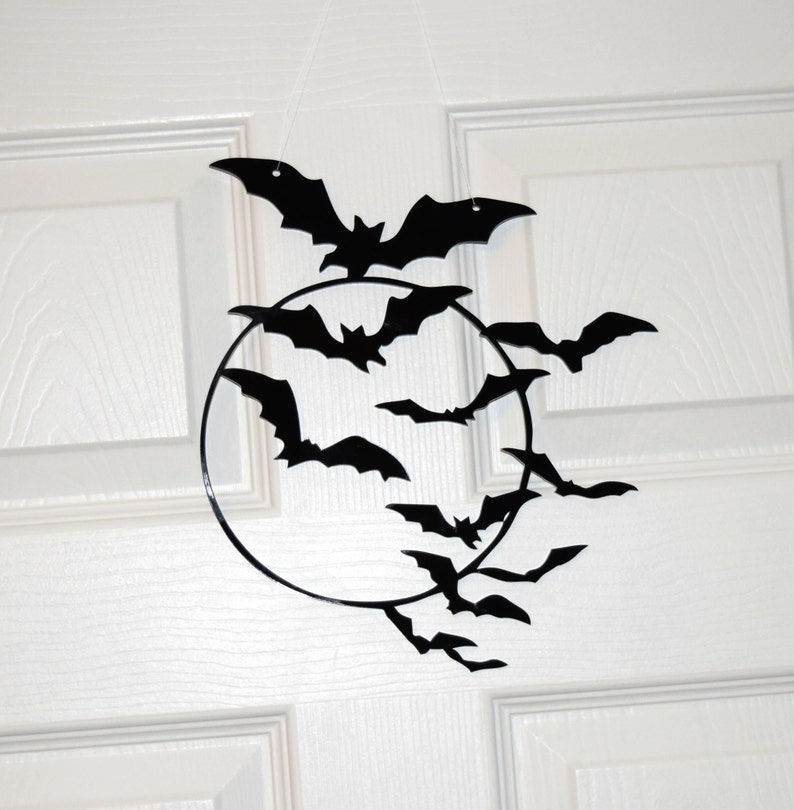 Halloween Wreath Bats Halloween Door Decor Scary Bats Etsy UK