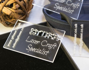 Custom Laser Engraved Acrylic Business Cards, Personalised business cards, One-sided laser engraved business cards, Unique Acrylic Cards
