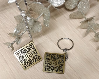 Custom QR Code Laser Engraved Keychains, 30mm QR Keyring, Laser Engraved Fob, Keychains, Tags, Locker, Instagram, Facebook, Twitter, TikTok