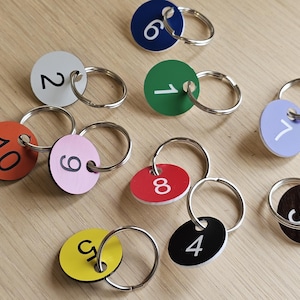Numbered Key Tags: 25mm Round Plastic Keychains
