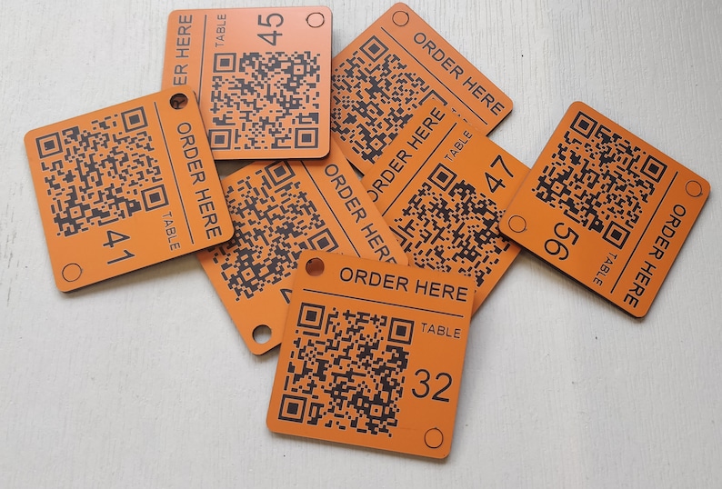 Código QR grabado con láser, Discos personalizados, Cuadrado de 50 mm, Mesa, Etiquetas, Taquilla, Restaurante, Discotecas imagen 6