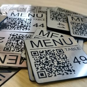 Laser Engraved QR Code Table Menu Discs -  76 mm (3 in) Square