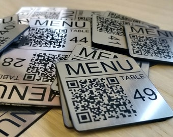 Laser Engraved QR Code, Custom Discs, 76 mm (3 in) Square, Table, Tags, Locker, Restaurant, Clubs