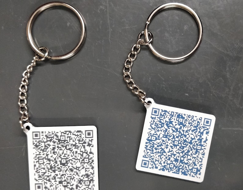 Custom QR Code Laser Engraved Keychains 30mm QR Keyring Etsy