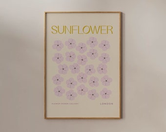 Pastel Flower Print Pink Beige Simple Minimal Floral Poster Danish Room Decor Aesthetic Flower Market Wall art Vintage Retro Cute Kawaii