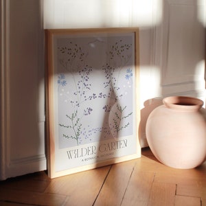 Wildflower Print Coquette Room Decor Danish Pastel Violet Purple Flower Market Poster Aesthetic Floral Wall art Botanical Neutral Drawing