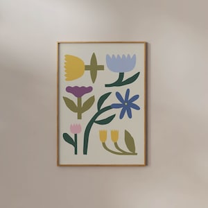 Flower Market Print Scandinavian Nordic Floral Poster Simple Minimal Danish Pastel Decor Cute Wall art Kawaii Aesthetic Nursery Kids Room