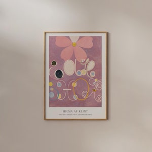 Hilma Af Klint Print | FRAME option | The Ten Largest Adulthood Painting Pink Flowers Swedish Wall art Nordic Scandinavian Abstract Gallery