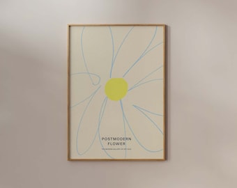 Simple Flower Art Print Aesthetic Poster Line Drawing Kawaii Room Decor Nordic Scandinavian Modern Danish Pastel Print Neutral Flower Market