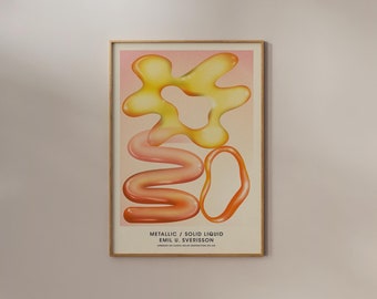 y2k Room Decor 2000s Aesthetic Print Trendy Poster Psychedelic wall art Squiggle Trippy Swirl Groovy Preppy Abstract Funky Wavy Postmodern