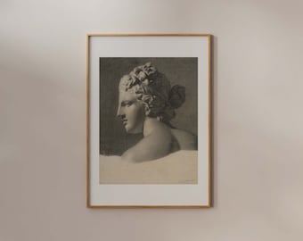 Ancient Greek Statue Print | FRAME option | Dark Academia Decor Mid Century Museum Poster Sculpture Drawing Classical Wall art Mythology