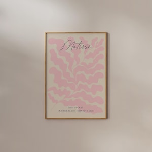 Matisse Poster | Frame option | Danish Pastel Pink Print Groovy Leaf Flower Floral Wall art Aesthetic Room Decor Exhibition Museum Beige