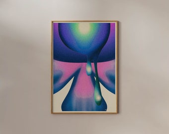 Preppy Room Decor Maximalist Wall art Funky Trendy Poster Y2k Blue Pink 2000s Aesthetic Dorm Room Essential Psychedelic Trippy Home Colorful