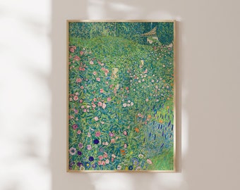 Gustav Klimt Print | FRAME option, Giclee Printing | Italian Garden, Flowers Landscape Poster, Painting, Wall art, Aesthetic Room Decor