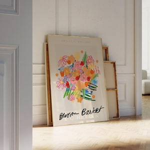 Flower Market London Print Colorful Bouquet Flower Maximalist Aesthetic Floral Wall art Trendy Botanical Poster Boho Kawaii Room Decor