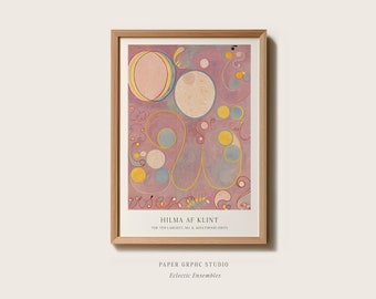 Hilma af klint Print | FRAME option | The Ten Largest, No. 8, Adulthood Painting Exhibition Museum Poster Pastel Pink Abstract Wall art Room