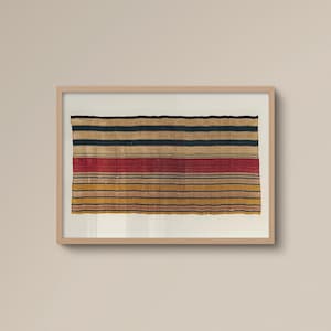 Moroccan Textile Wall art | FRAME option | Horizontal Giclee Print, Antique Tapestry Poster, Stripe, Vintage Pattern Weaver, Room Decor