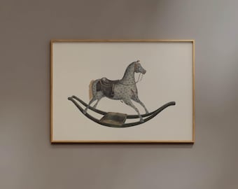 Vintage Horse Print | FRAME FRAMED option | Antique Nursery Poster, Neutral Wall art, Aesthetic Kids Room Decor, Playroom, Illustration