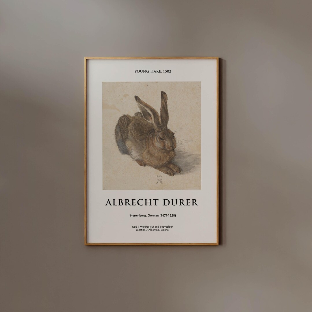 Albrecht Durer Rabbit Print Young Hare Vintage Exhibition Museum Poster ...