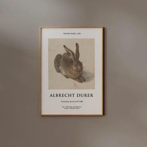 Albrecht Durer Rabbit Print Young Hare Vintage Exhibition Museum Poster Painting Bunny Portrait Classic Wall art Renaissance Cottage Core