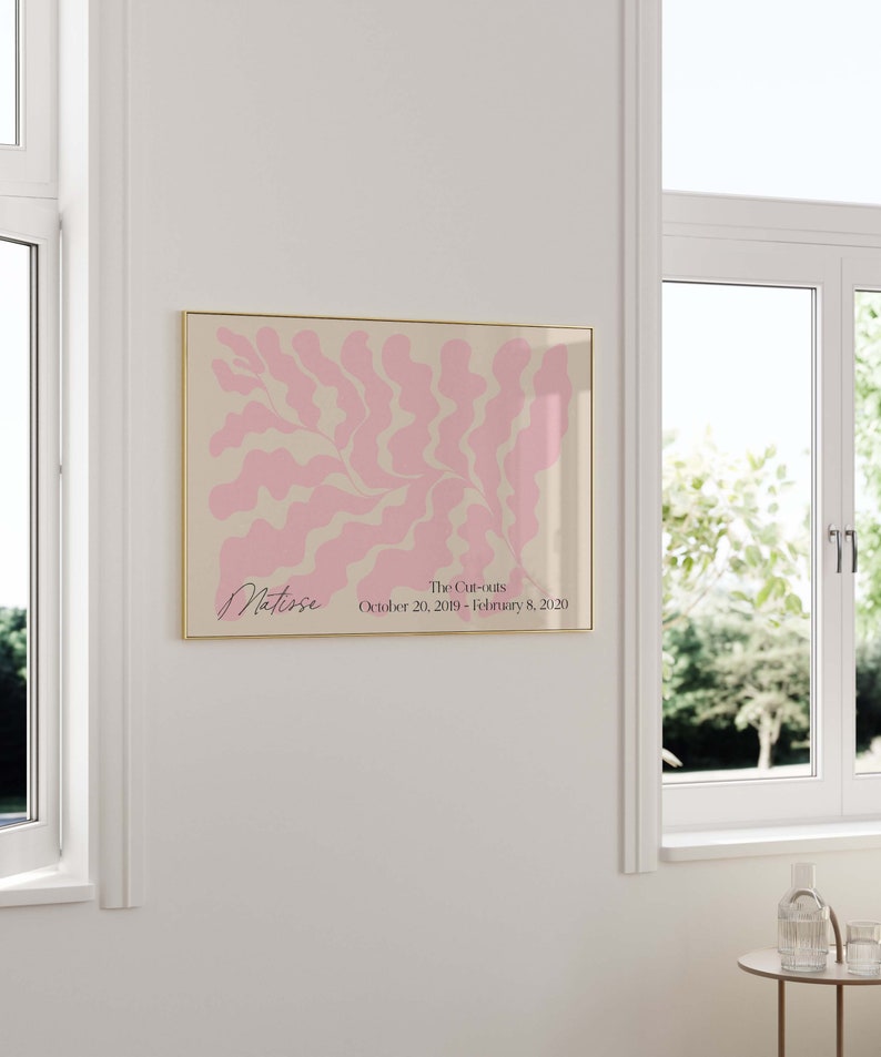 Matisse Leaf Print Horizontal Poster Pink Color Papier Decoupe Aesthetic Exhibition Museum Danish Pastel Room Decor Flower Trendy Wall art image 8