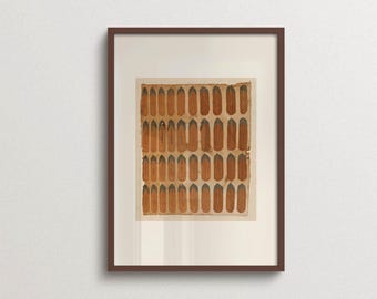 Inca Textile Art Print, Rust Orange Geometric Poster, Earth Tone Decor for Living Room