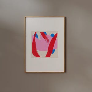 Impresión digital en rosa y rojo, descarga abstracta, dibujo de pincelada, pintura, arte de pared, póster estético moderno, contemporáneo y simple para imprimir