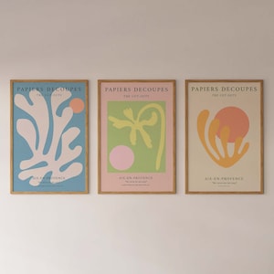 Matisse Print Set of 3 | Frame Option | 3 Piece Wall art Papier Decoupe Flower Market Poster Gallery Danish Pastel Room Decor Exhibition
