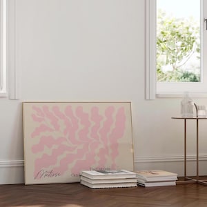 Matisse Leaf Print Horizontal Poster Pink Color Papier Decoupe Aesthetic Exhibition Museum Danish Pastel Room Decor Flower Trendy Wall art