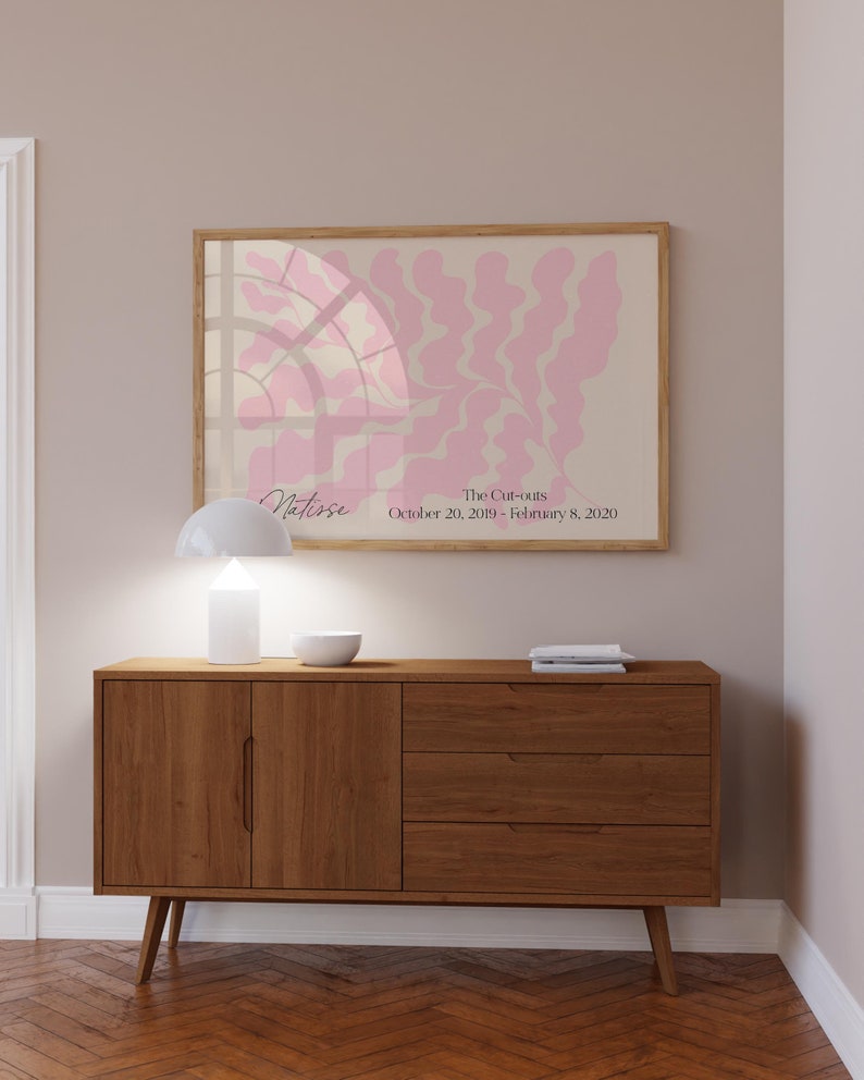 Matisse Leaf Print Horizontal Poster Pink Color Papier Decoupe Aesthetic Exhibition Museum Danish Pastel Room Decor Flower Trendy Wall art image 9